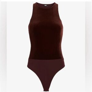 Express M Body Contour Velvet Thong Bodysuit